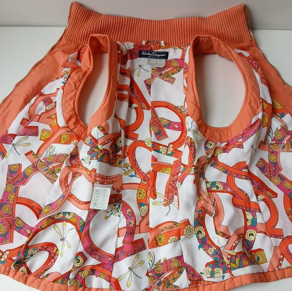 Salvatore Ferragamo Quilted Vest Peach Orange Women's 6 - Picture 7 of 8